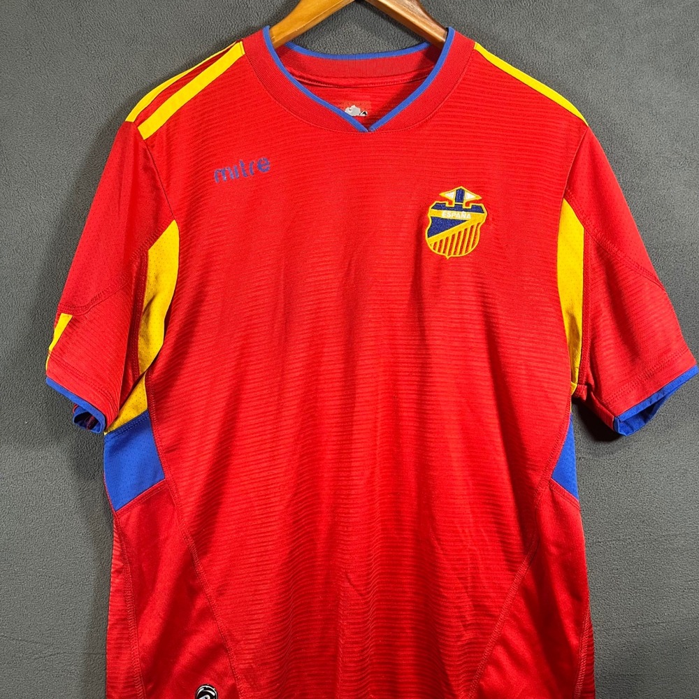 Mitre Mens Spain Soccer Jersey Red Yellow Blue Espana Crest Shirt Size M
